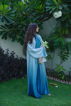 SAMAWI — Blue Ombré Abaya + Hijab Set