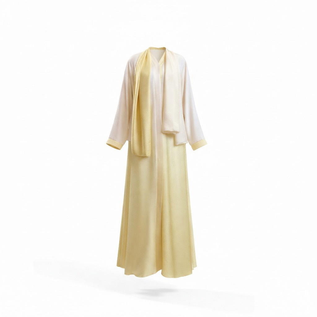 SHUROOQ - Butter Yellow Ombré Abaya + Hijab Set